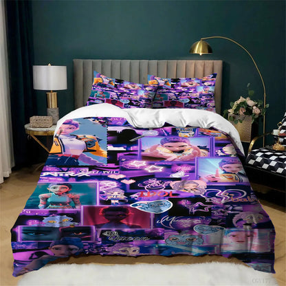 KPop Bedding påslakanset, 3 delar, lätt och mjukt påslakan i mikrofiber med dragkedja