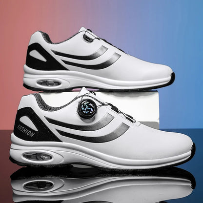Golf Shoes Air Cushion Men Sports Running Driving Shoes Breathable Lightweight Comfortable Athletic Nonskid Rotating Sneakers