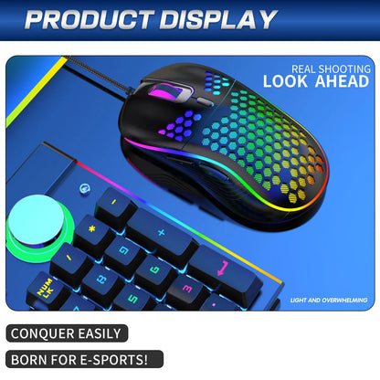 USB Wired Gaming Office Mouse Mechanical Mouse USB Illuminated Mouse 7200DPI Adjustable Optical Gaming Mouse for Desktop Laptop