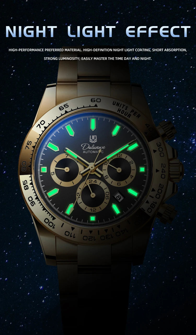 2026 NEW Automatic Mechanical Watch Man Silver Business Casual 3ATM Waterproof Multi-functional Men's Watches