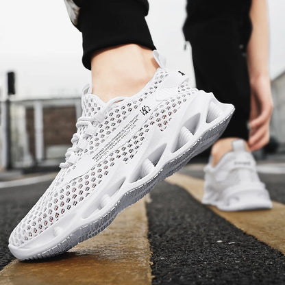 Sommer-sneakers til mænd i mesh, åndbare løbe- og tennissko til udendørs sport, Tenis Masculino, hvide casual vandresko, størrelse
