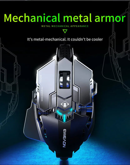 Mechanical Metal Gaming Mouse Wired Ergonomic RGB Backlit Game Mouse 12800 DPI Optical USB Mouse Computer Mouse For Desktop PC
