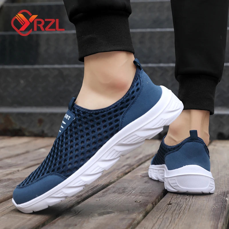 YRZL Lightweight Men's Casual Shoes, Breathable Slip-On Male Casual Sneakers, Anti-Slip Men's Flats, Outdoor Walking Shoes Size 39-46