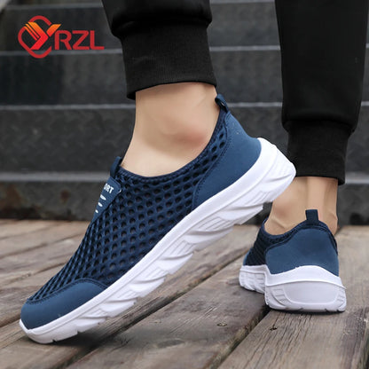 YRZL Lightweight Men's Casual Shoes, Breathable Slip-On Male Casual Sneakers, Anti-Slip Men's Flats, Outdoor Walking Shoes Size 39-46