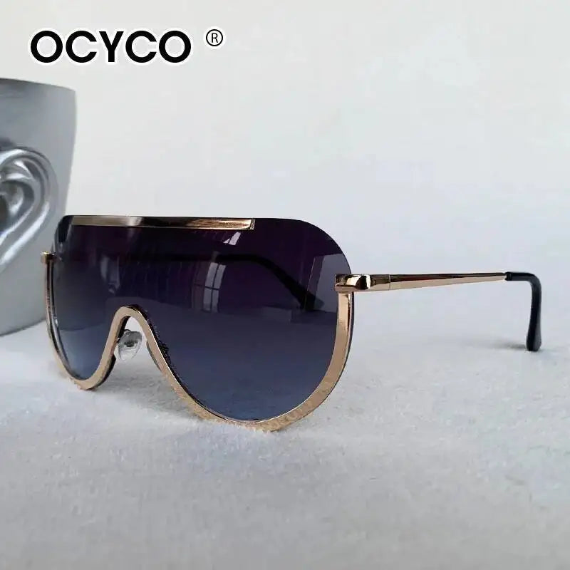 2026 Oversized Metal Rimless Integrated Windproof Sunglasses For Women Trends Y2k Luxury Brand Design Sun Glasses Unisex UV400