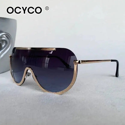 2026 Oversized Metal Rimless Integrated Windproof Sunglasses For Women Trends Y2k Luxury Brand Design Sun Glasses Unisex UV400