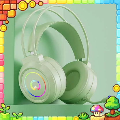 Casque de jeu filaire Paw Hunter T9 avec microphone et éclairage RGB, son surround virtuel 7.1, casque supra-auriculaire pour PC, ordinateur portable et jeux.