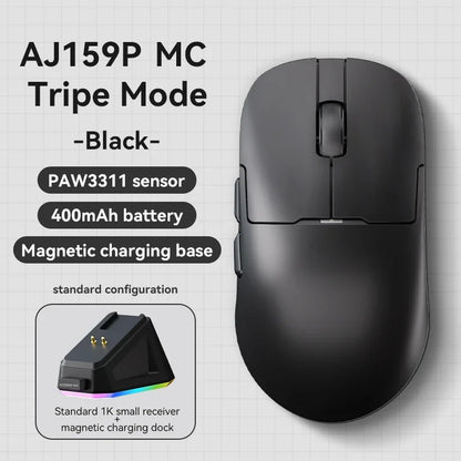 Ajazz AJ159 PRO/APEX Gaming Mouse 8000Hz Wireless Bluetooth Gaming Mouse with PAW3950 Sensor, 42K DPI, Magnetic Charging Dock & Color Display