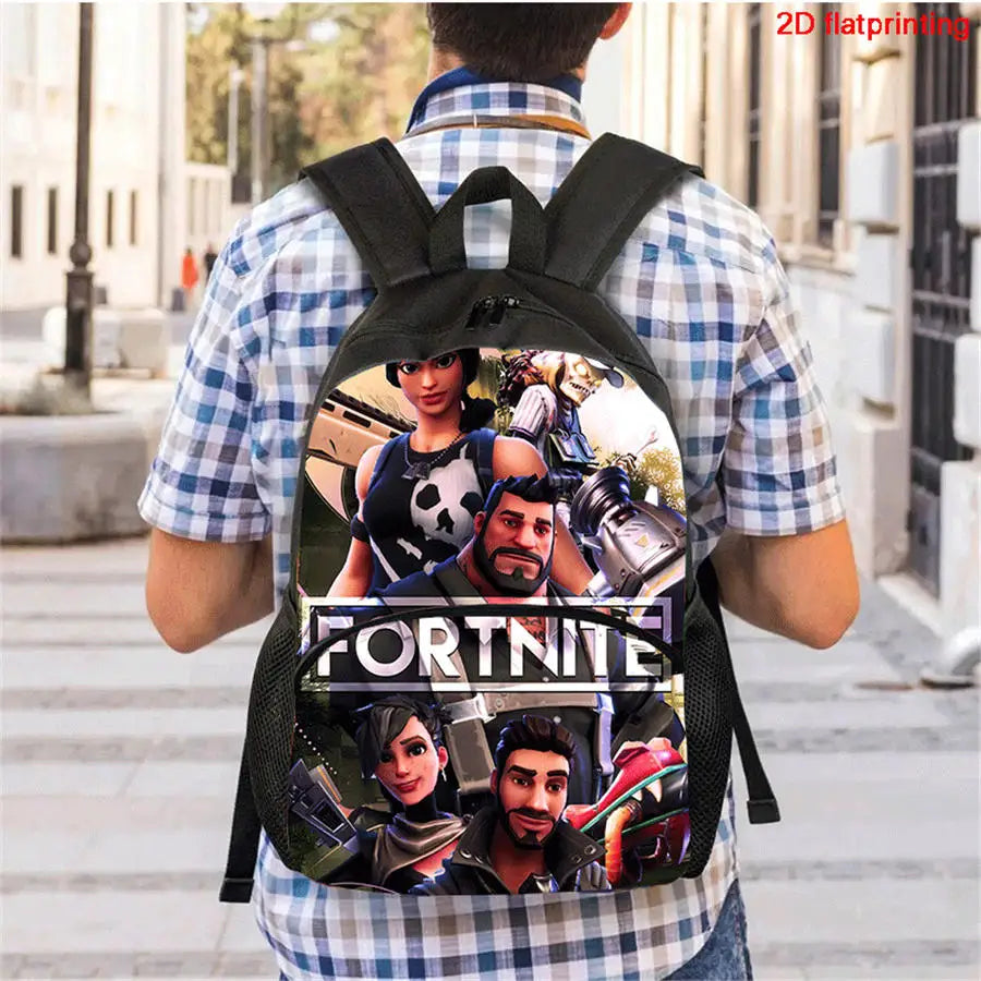 FORTNITE 3Pcs School Backpack Set,Front Pocket Bag Crossbody Pencil Case,Age5-10 Boys Girls Lightweight,Free 3D Printed Keychain