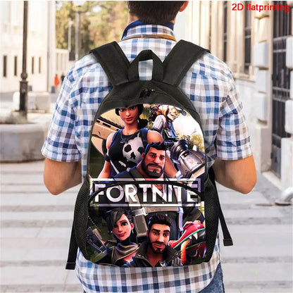 FORTNITE 3Pcs School Backpack Set,Front Pocket Bag Crossbody Pencil Case,Age5-10 Boys Girls Lightweight,Free 3D Printed Keychain