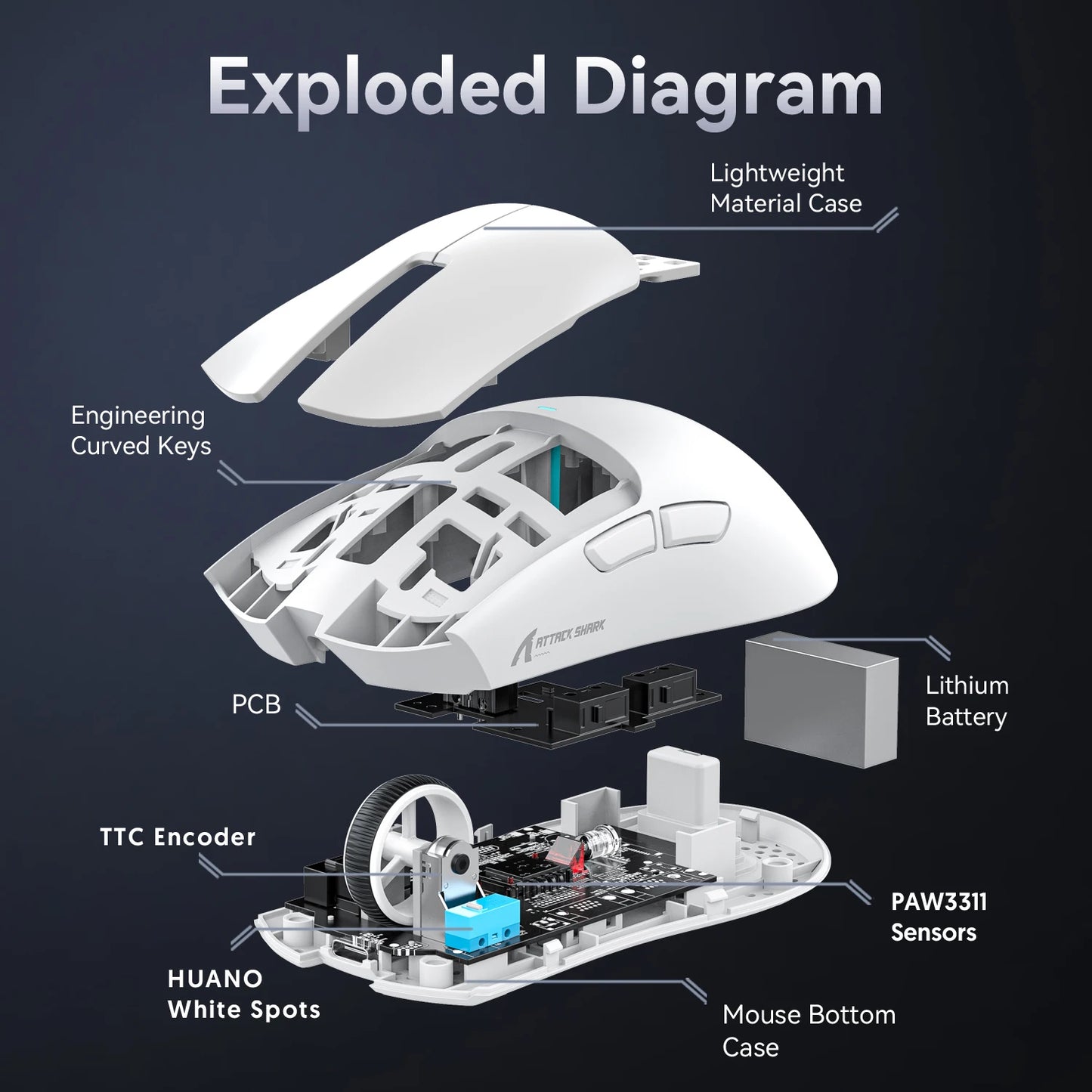Attack Shark X11&R1 Tri Mode Bluetooth Wireless Mouse With Charger Base RGB Ergonomics Mice Lightweight PC Gamer Accessories