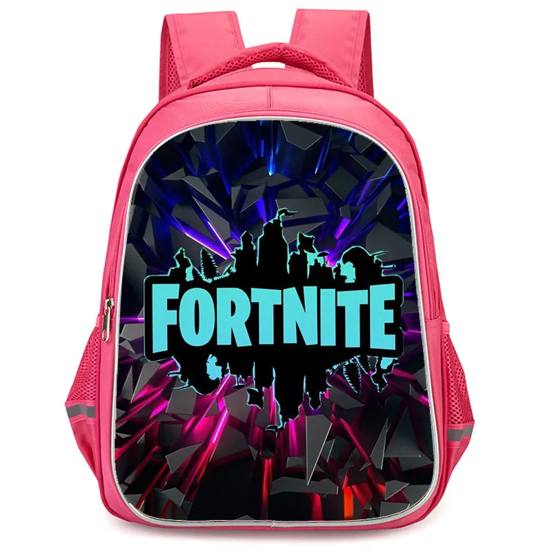 16 Inch Fortnite Cartoon Backpack Unisex for Boys Girls with Dual Zippers Large Capacity Lightweight Student Backpack
