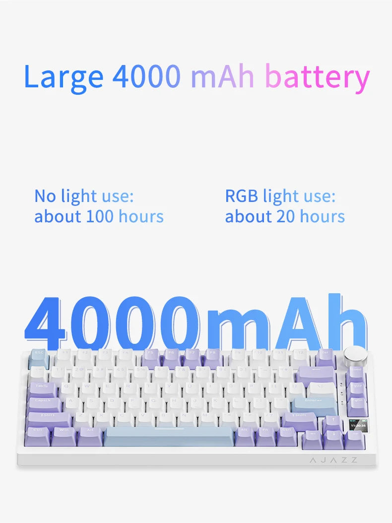 AJAZZ AK820 mechanische Tastatur, 70 % Kompaktlayout/RGB-Beleuchtung/Hot-Swap-fähige Switches, mit kabelgebundener, kabelloser und Bluetooth-Verbindung