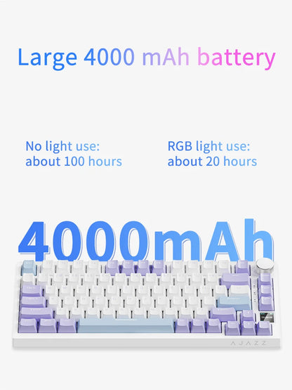 AJAZZ AK820 mechanische Tastatur, 70 % Kompaktlayout/RGB-Beleuchtung/Hot-Swap-fähige Switches, mit kabelgebundener, kabelloser und Bluetooth-Verbindung