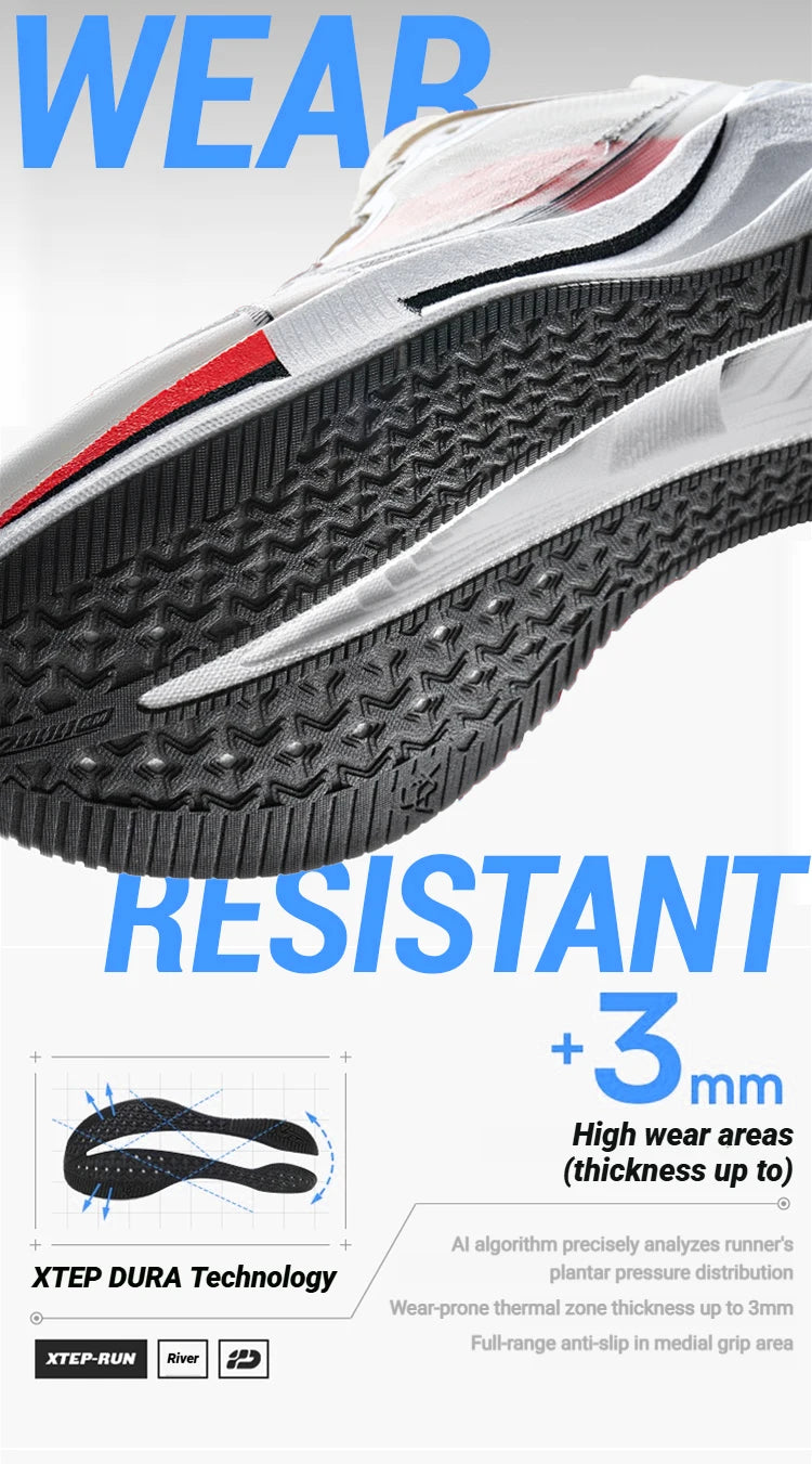Xtep 2000 km 5.0 hardloopschoenen voor dames, slijtvast, duurzaam, gevechtsbestendig, lichtgewicht sneakers 874118110024