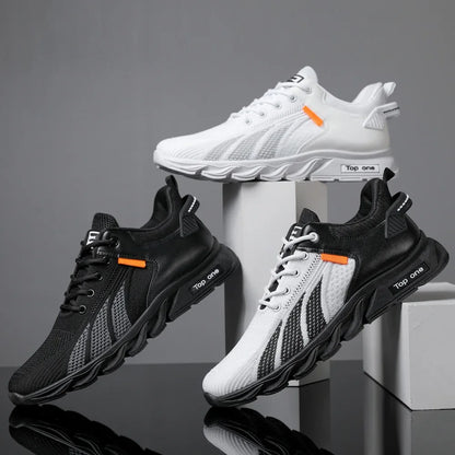 Moda Herrsneakers Mesh-skor Casualskor Snörskor för män Lätta vulkaniserade skor Promenadsneakers Zapatillas Hombre