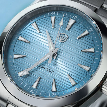 Watchdives WD0006-ur, VH31-urværk med jævn sekundviser, buet safirglas, BGW9-lysende belægning, vandtæt til 10 bar, 38 mm, vintage-stil