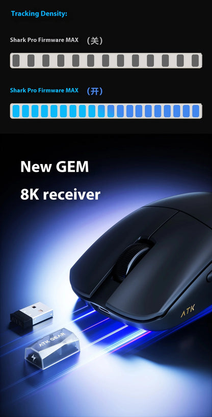 ATK Blazing Sky F1 V2 Ultra Max безжична геймърска мишка с двоен режим, олекотена, PAW3950Ultra, Dual 8K, ниска латентност, ергономична, екстремна