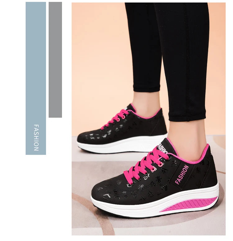 Women’s Outdoor Thick-Bottom Swinging Casual Shoes Fashion Platform Large 42 Flat-Bottom Walking Sports Shoes Walking and Running