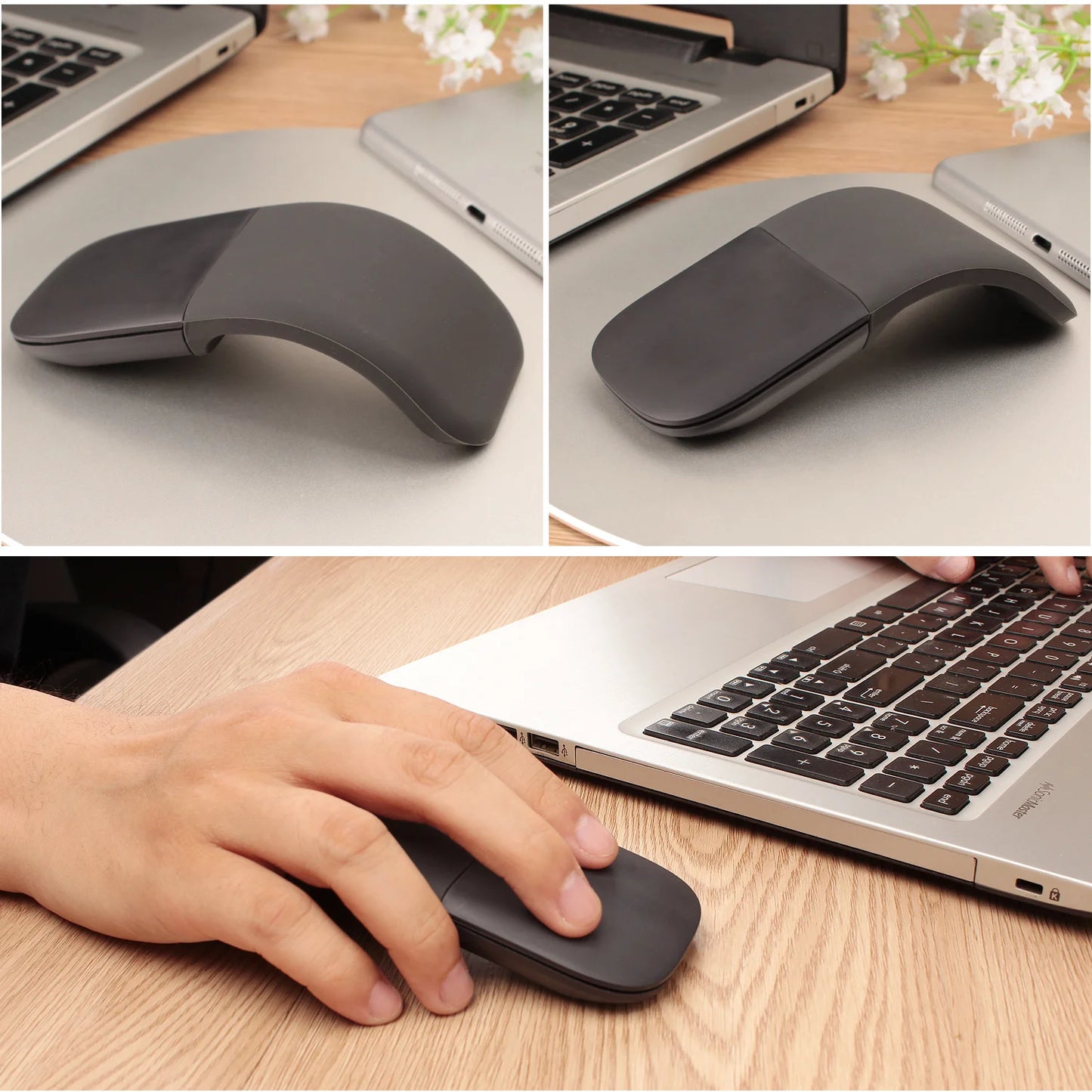 Bluetooth Arc Touch Mouse For Microsoft Surface Wireless Ergonomic Mouse Computer 3D Silent Laser Mice For Laptop PC Windows