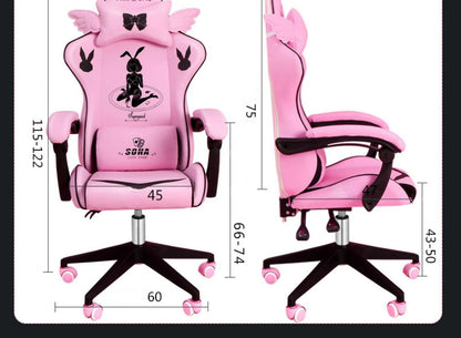 Pink Gaming Chair High-Quality Girls Cartoon Home Live Gamer Chair Comfortable Swivel Chair Adjustable Office Computer Chair