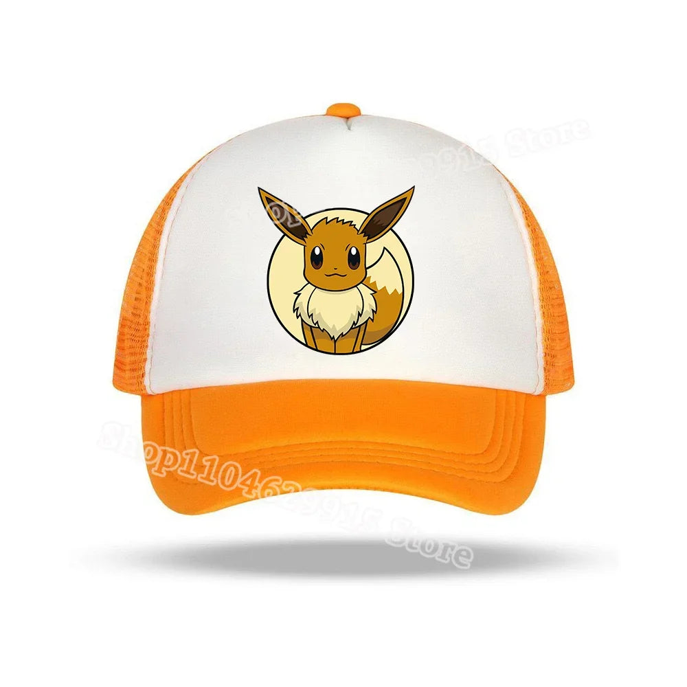 Pokemons Baseball Cap Cartoon Anime Charmander Pikachu Squirtle Headwear Summer Adjustable Breathable Mesh Hats Birthday Gift