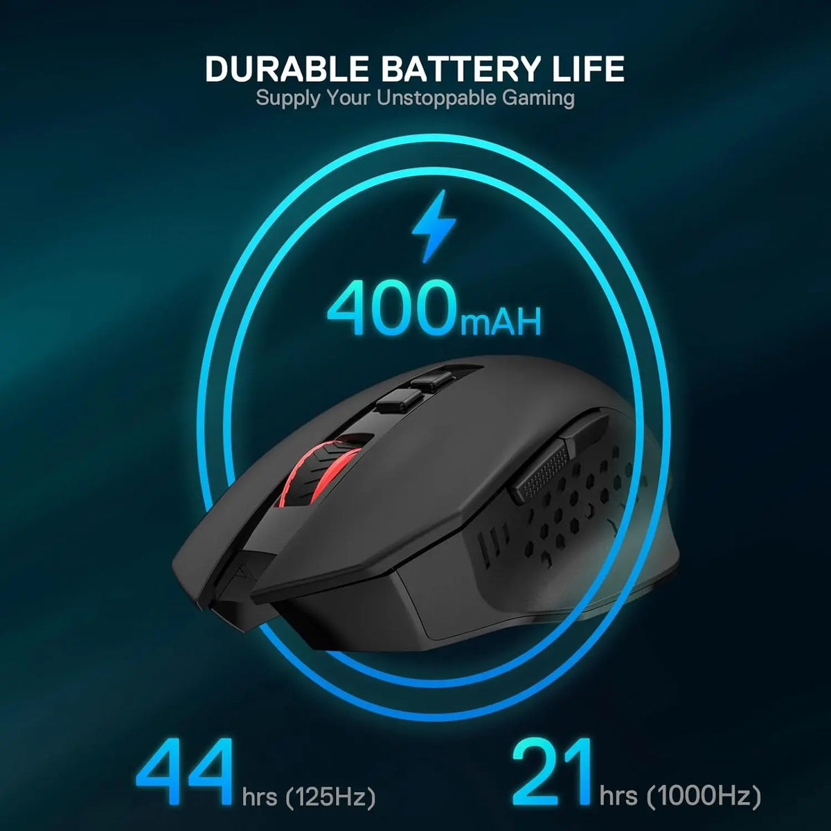 Redragon M656 MAX 3-Mode Wireless Gaming Mouse, 10000 DPI Rechargeable RGB Gaming Mouse with 7 Programmable Buttons, Bluetooth, 2.4GHz & Wired Connectivity