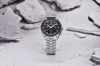 Montre pour homme PAGANI DESIGN « New Moon » – Montre à quartz de luxe, chronographe, verre saphir avec traitement antireflet, lunette en céramique, aiguilles luminescentes