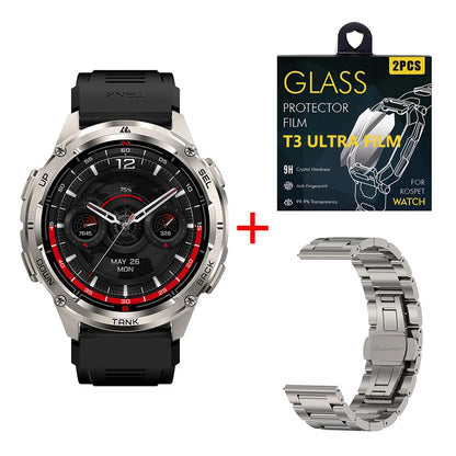 Ceas inteligent KOSPET TANK T3 Ultra 2 pentru bărbați, cu GPS, din oțel inoxidabil, rezistent la apă până la 50 m, IP69K, monitor de sănătate, compatibil cu Android și iOS