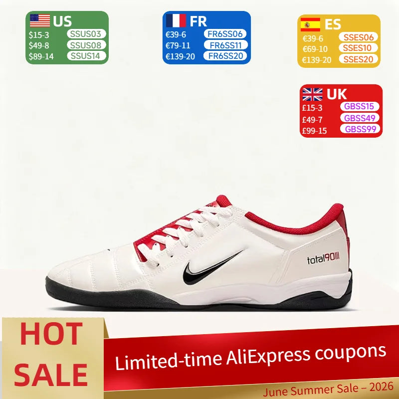 Nike Total 90 III – stylowe, minimalistyczne, wygodne, dobrze dopasowane, antypoślizgowe i wytrzymałe niskie buty piłkarskie (unisex, białe) HQ2851-100