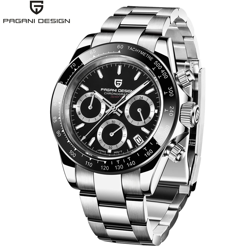 Relógio cronógrafo para homem PAGANI DESIGN – Relógio de pulso de luxo com movimento de quartzo, luminoso e estanque.