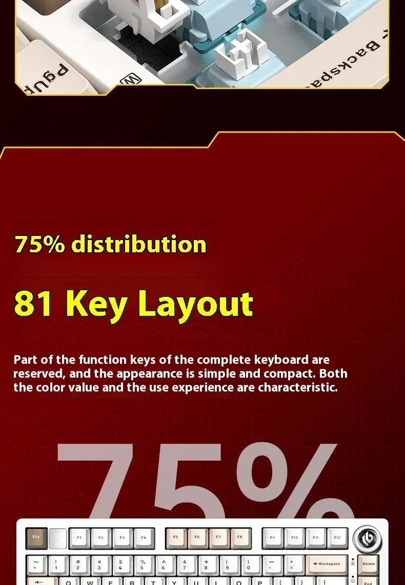 LEOBOG Hi75C Mechanical Keyboard 3Mode/Wired kit Hot Swap With Knob RGB Aluminium Alloy Gasket Hi75C Keyboard Kit PC Custom Gift