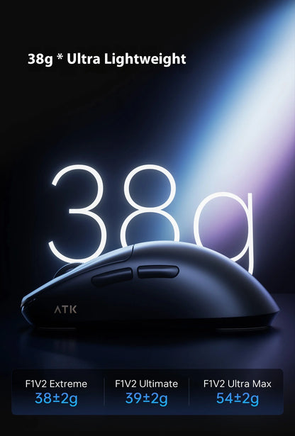 ATK F1 V2 Ultra MAX геймърска мишка, безжична, три режима, PAW3950, двойно 8k, лека ергономична eSports мишка, персонализиран PC аксесоар