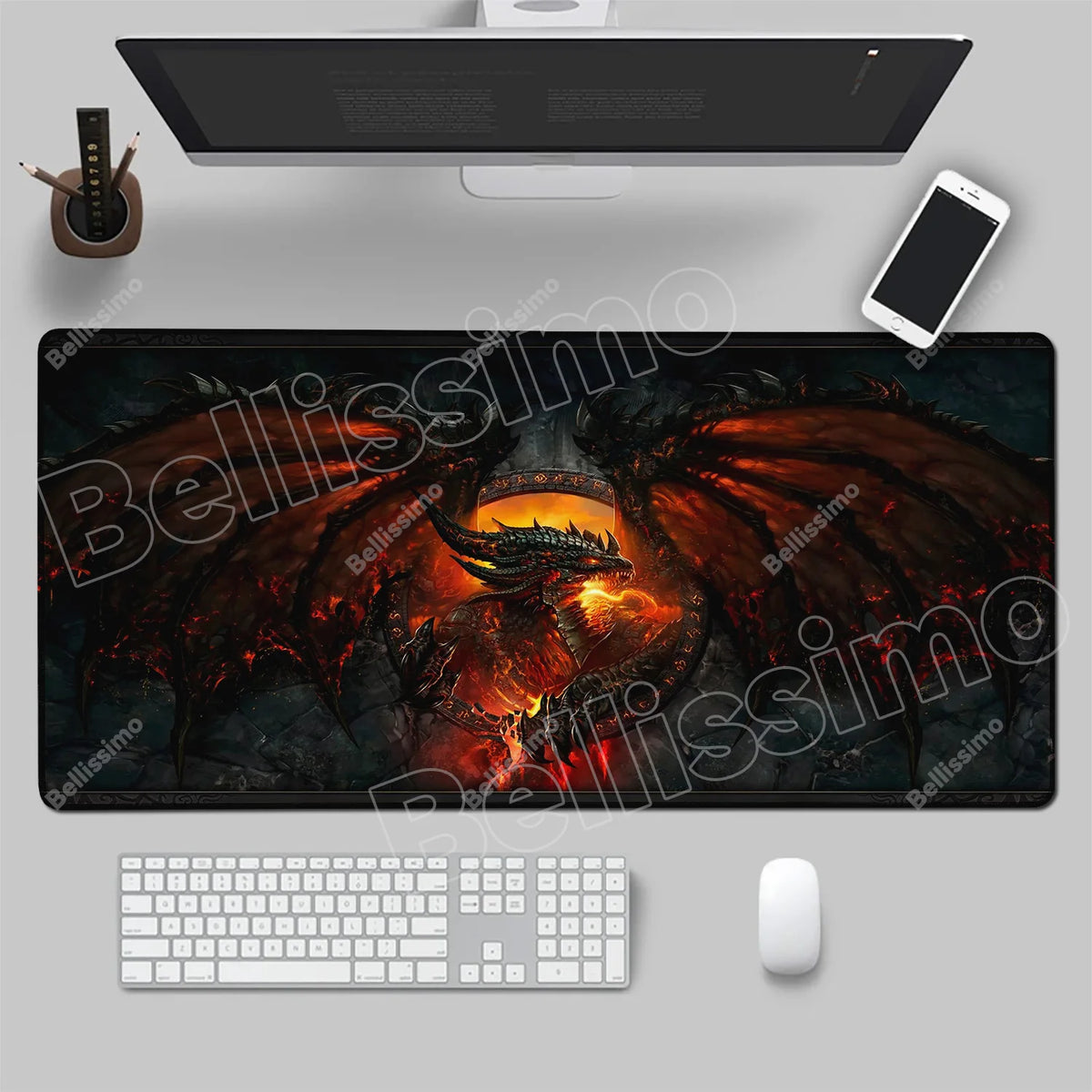 World Of Warcraft 90x40 stor spelmusmatta för spelbord, spelunderlägg för CS:GO, naturgummimatta, Grande Gamer XXL, datormusmatta