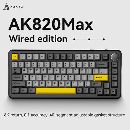 AJAZZ AK820 MAX Magnetic Switch Mechanical Gaming Keyboard, Wired 75% RGB Gasket Mechanical Keyboard with Type-C, Hot-Swappable PBT Keycaps, 8000Hz Polling Rate