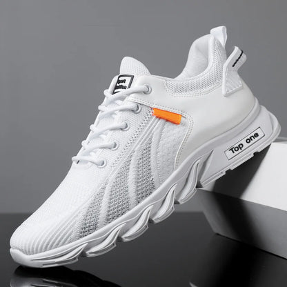Moda Herrsneakers Mesh-skor Casualskor Snörskor för män Lätta vulkaniserade skor Promenadsneakers Zapatillas Hombre