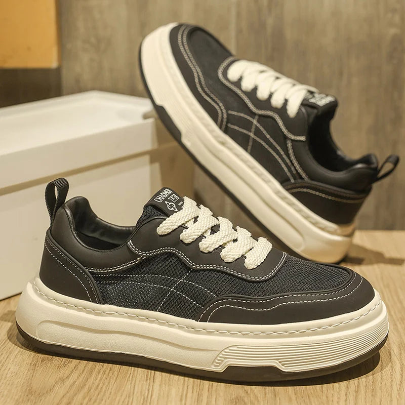 Sneakers da uomo ultraleggere in mesh traspirante 2025, scarpe casual alla moda con suola spessa, comode, con lacci, per la camminata quotidiana
