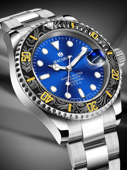 2026 MACARLON Design New Yacht series Mechanical Watch Men Carbon fiber ring mouth sapphire Stainless steel Waterproof Watch TOP
