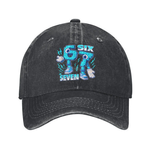Funny Meme 67 Six Seven 6 7 Italian Brainrot Baseball Cap Sun Outdoor Sports Washed Trucker Hat Male Classic Design Baseball Cap