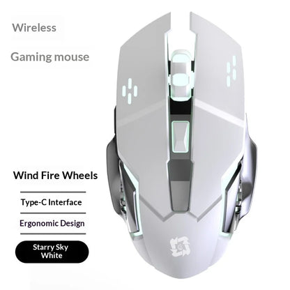 Wireless Mouse Silent Rechargeable Type-C Bluetooth 2.4G Dual Mode Ergonomic RGB Light for Laptop PC Office Home Gaming Daily Work