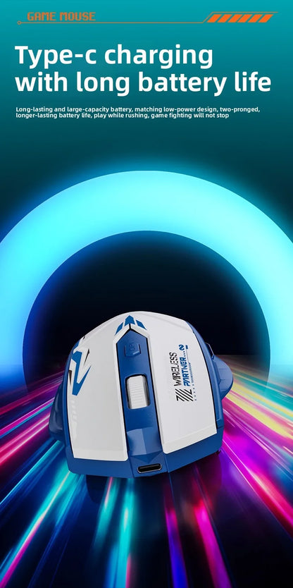 Wireless Gaming Mouse 2.4G Bluetooth Rechargeable Silent Mouse, Dual Mode Wireless Gaming Mouse with 6 Buttons, Adjustable DPI, Ergonomic Mouse for PC, Laptop & Mac