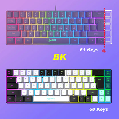 68 Keys Gaming Keyboard USB Wired RGB Gaming Keyboard with 20 Backlight Modes, Compact Mini Gaming Keyboard for Windows PC Laptop Desktop