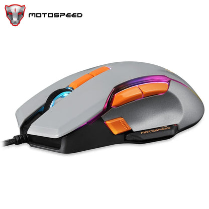 MOTOSPEED V90 Wired Gaming Mouse RGB, 5000 DPI Programmable Gaming Mouse with 9 Buttons, PMW3325 Optical Sensor, USB Wired Gaming Mouse for PC & Laptop