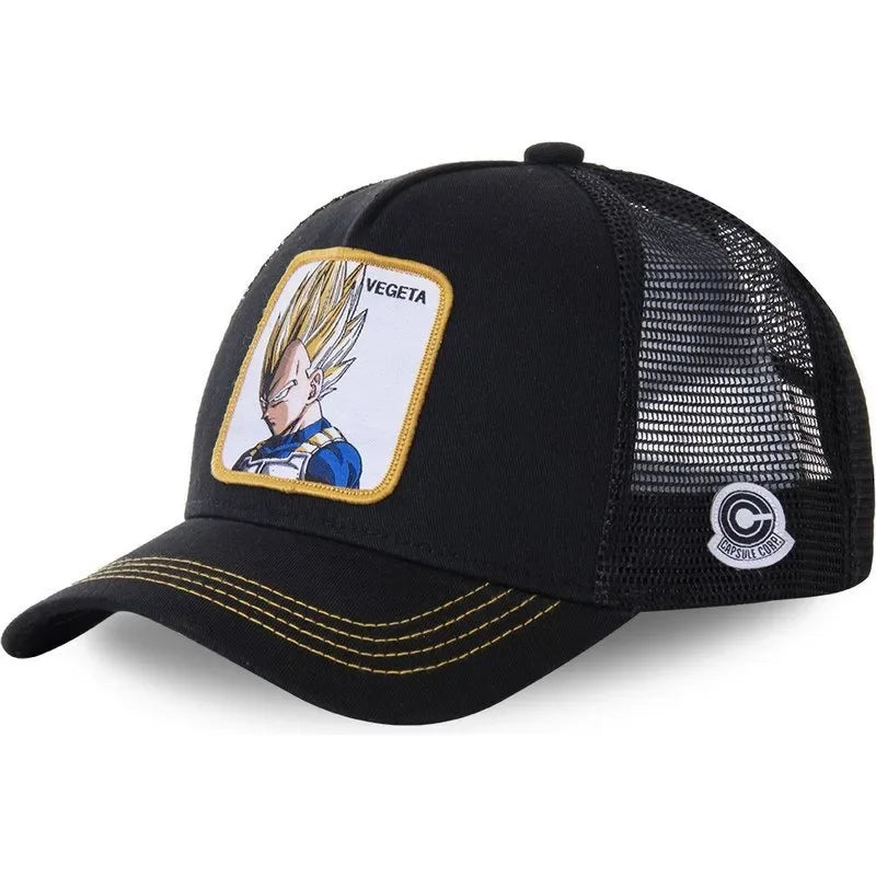 Dragon Ball Buu Goku Cap Summer Travel Peaked Cap Men's Embroidery Hip-Hop Cap Style Sun Visor Adjustable Trucker Mesh Cap