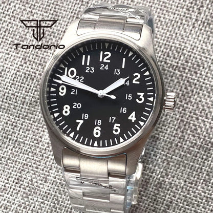 Tandorio 39 mm – męski zegarek automatyczny typu pilot nurkowy, mechanizm NH35/PT5000/Miyota8215, szafirowe szkło AR, wodoodporność 20 barów, świecące wskaźniki