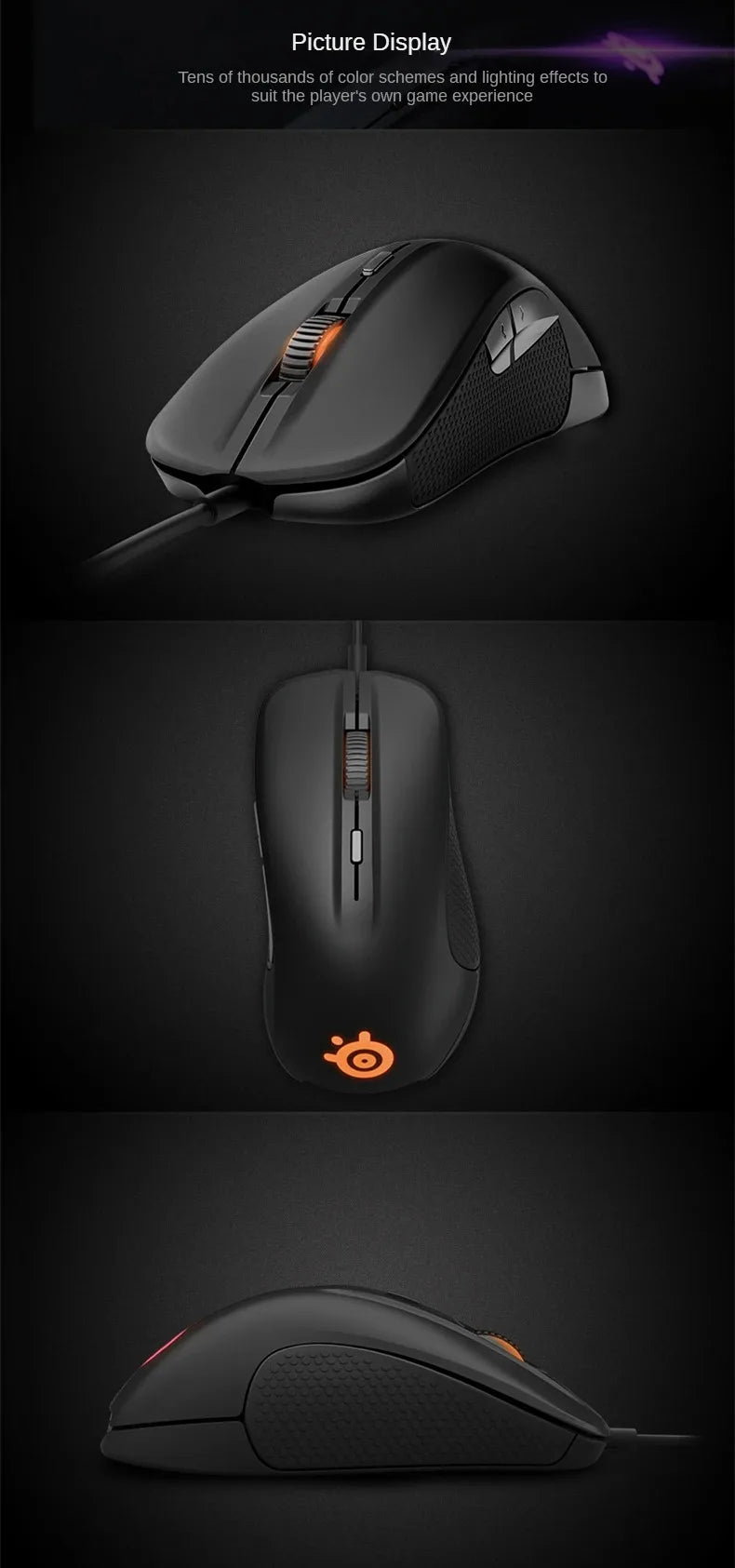 SteelSeries Rival 300S Gaming Mouse Wired RGB Gaming Mouse with TrueMove1 Optical Sensor, 7200 CPI, 6 Programmable Buttons USB Gaming Mouse
