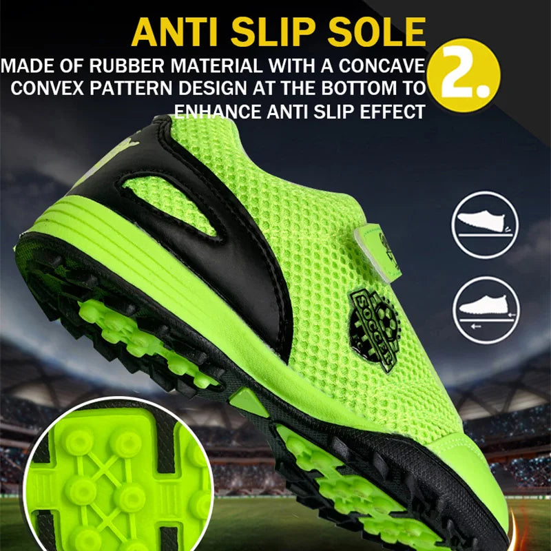 Boy Girl Tf Children's Football Shoes Hook Loop Football Boots No Spikes Lacrosse Beginner Cricket Shoes Baseball Shoes