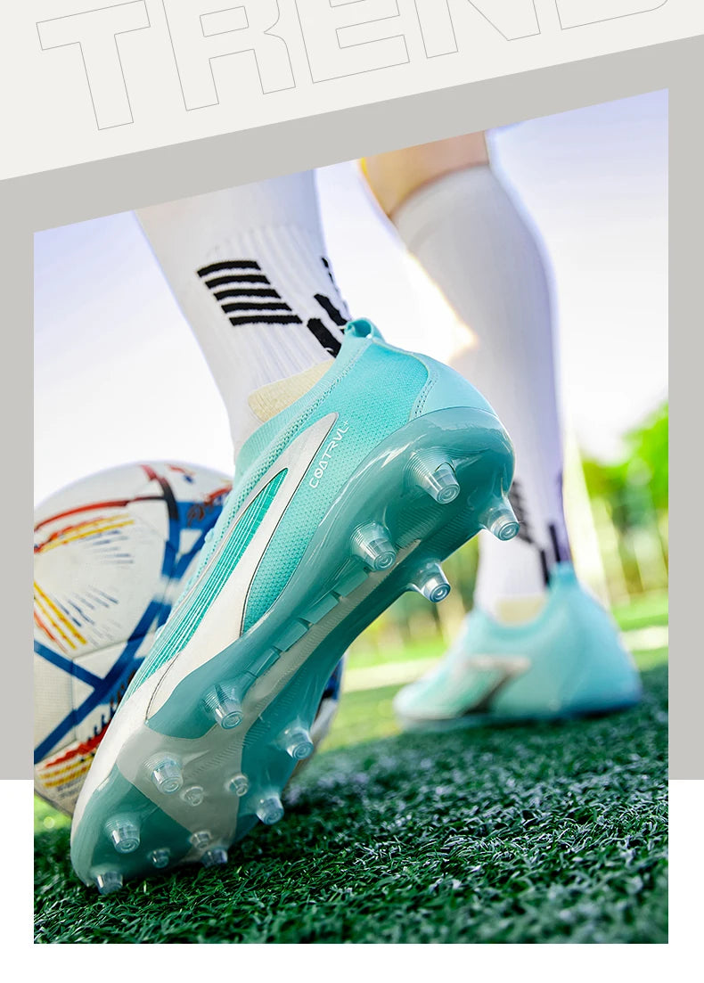 Neue Herren-Fußballschuhe für draußen, atmungsaktive Fußballschuhe für Erwachsene mit rutschfester Sohle, lange Stollen, Sportschuhe für Training, Jungen und Spiel, komfortabel