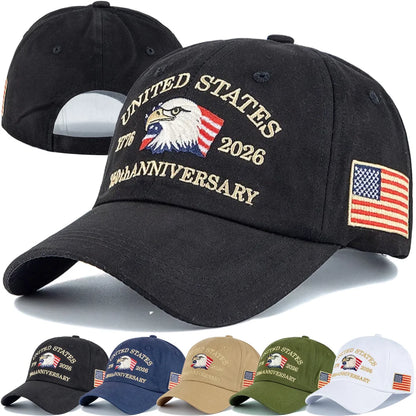 Hot Sale Unisex Baseball Cap American 250th Anniversary 1776-2026 Embroidered Hat Cap Eagle Pattern Outdoor Casual Dad Hat