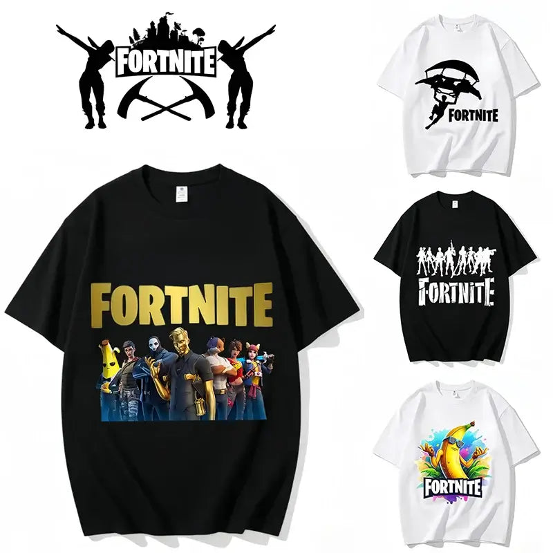 „Fortnite“ apvalios iškirptės marškinėliai, unisex suaugusiesiems, žaidimo šokių stiliaus, nauji, iš grynos medvilnės, trumpomis rankovėmis, puikiai tinka kasdienai ir atostogoms